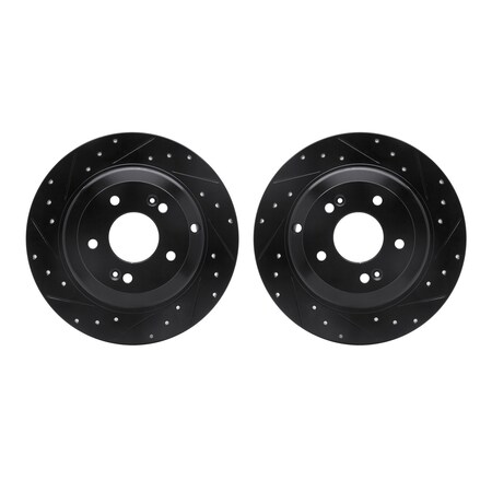 Dynamic Friction Co Rotors-Drilled and Slotted-Black, Zinc Plated black, Zinc Coated, 8002-03048 8002-03048
